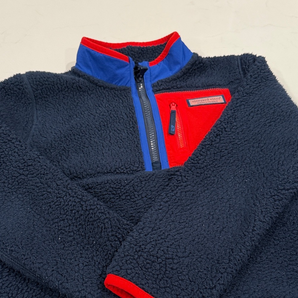 Vineyard Vines Kids Fleece Jacket - Navy and Red Accents